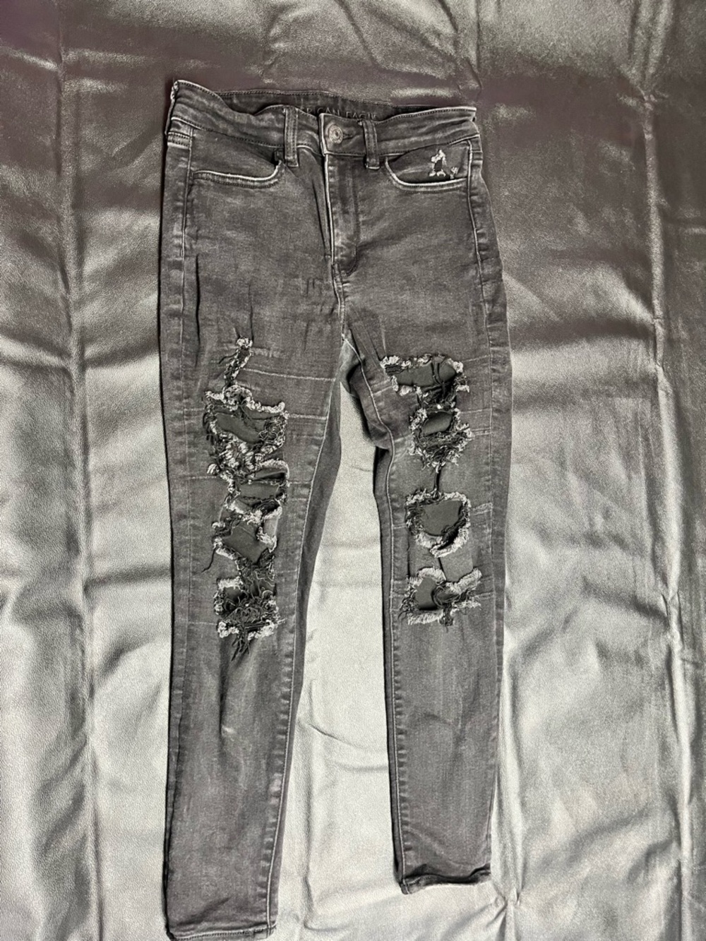 American Eagle Black Distressed Skinny Jeans